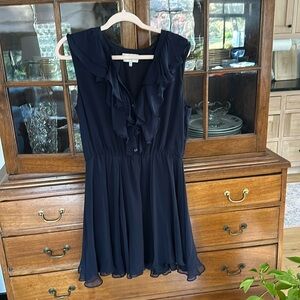 Adam Lippes 100% Silk Navy Blue Ruffled Cocktail Dress Size 10